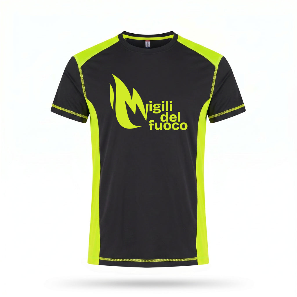 T-shirt con inserti fluo stampata