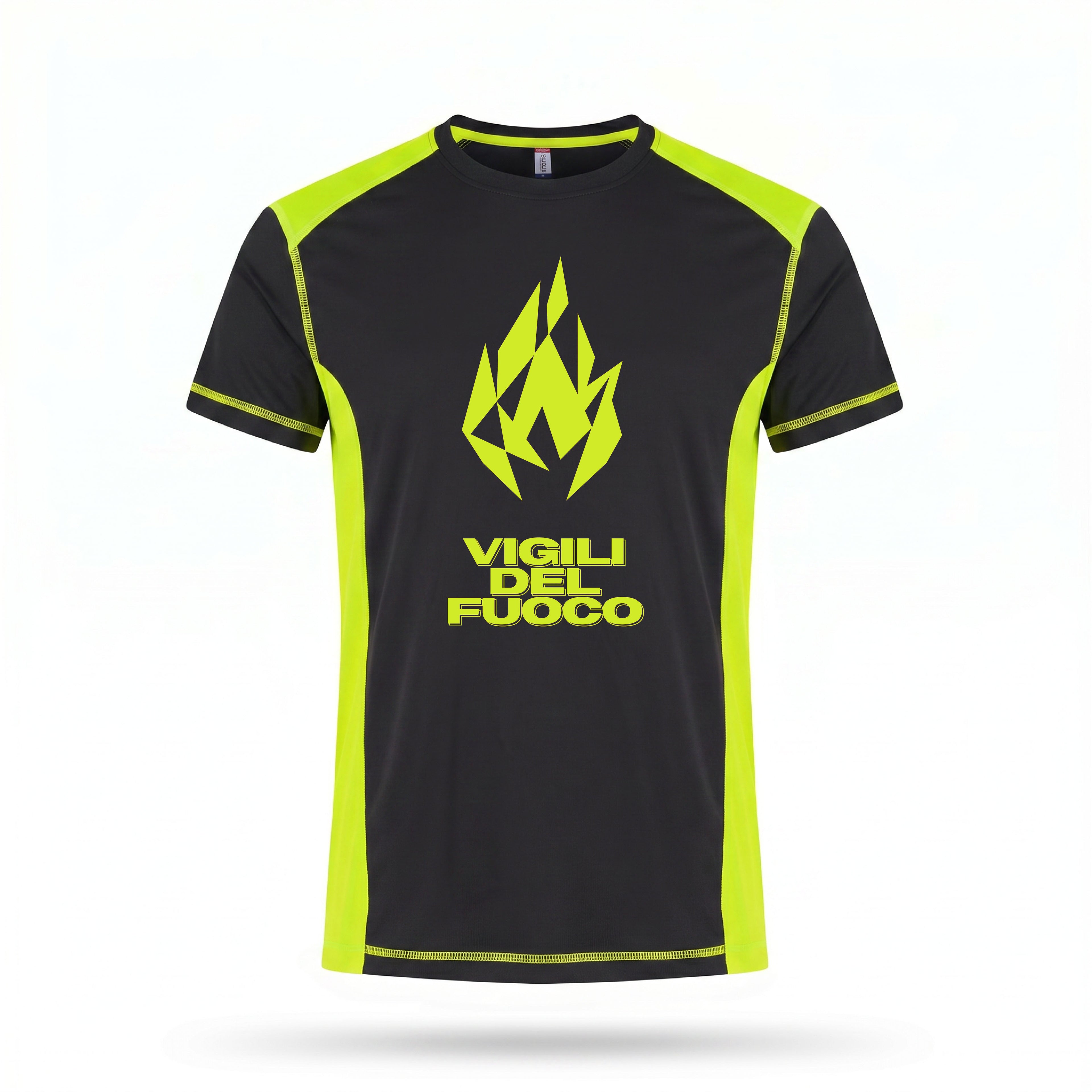 T-shirt con inserti fluo stampata